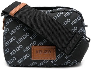 Black KENZO ALL-OVER LOGO PRINT MESSENGER BAG