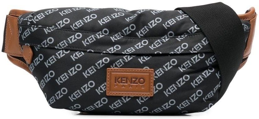 Black KENZO LOGO-PRINT BUM BAG