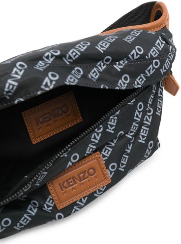 Black KENZO LOGO-PRINT BUM BAG