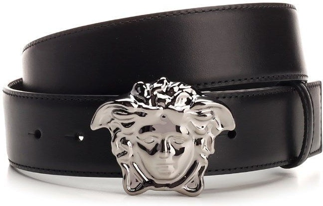 Versace Medusa Head Black Leather Belt (Size 85/34)