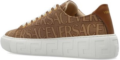 Versace Allover Greca High Top Sneakers in Brown - Versace
