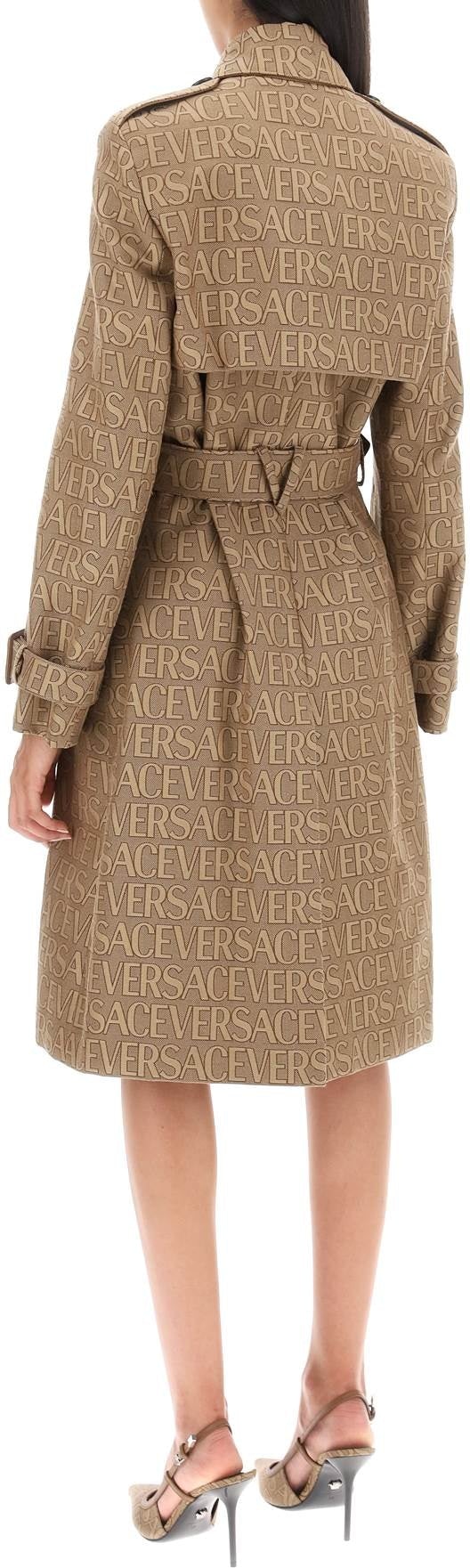 Versace Allover Double-Breasted Trench Coat