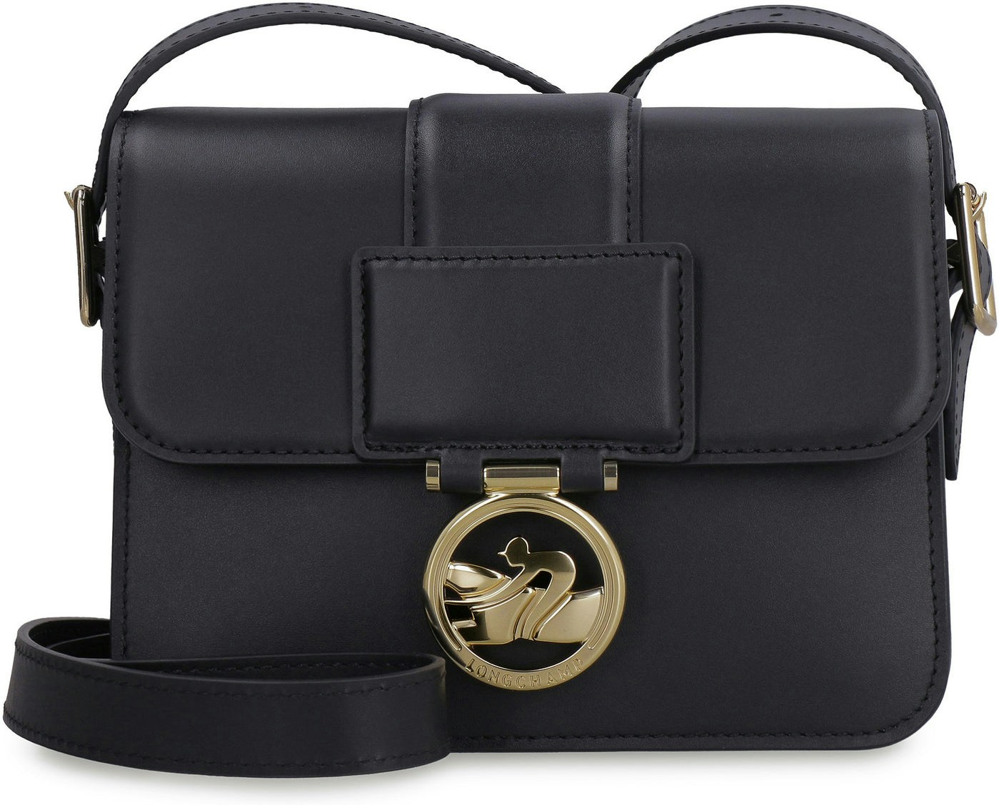 Longchamp Box-trot Small Leather Crossbody Bag in Gray