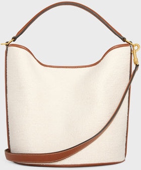 Celine Bucket Cuir Bag Small Triomphe Embroidery Natural/Tan in