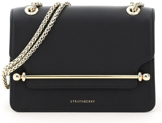 Strathberry East/West Leather Crossbody Mini Bag Black