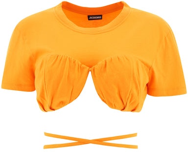 Orange JACQUEMUS "LE T-SHIRT BACI" CROPPED T-SHIRT