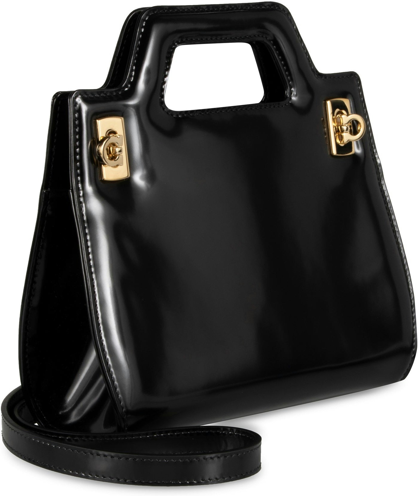 FERRAGAMO: Wanda bag in brushed leather - Black  Ferragamo mini bag 213485  760348 online at