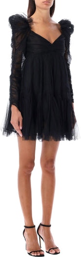 BLK ZIMMERMANN TULLE RUCHED MINI DRESS