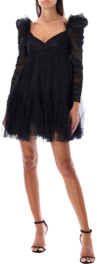 BLK ZIMMERMANN TULLE RUCHED MINI DRESS