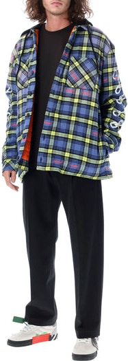 4201 OFF-WHITE CHAIN ARROW CHECK FLANNEL HOODED OVERSHIRT