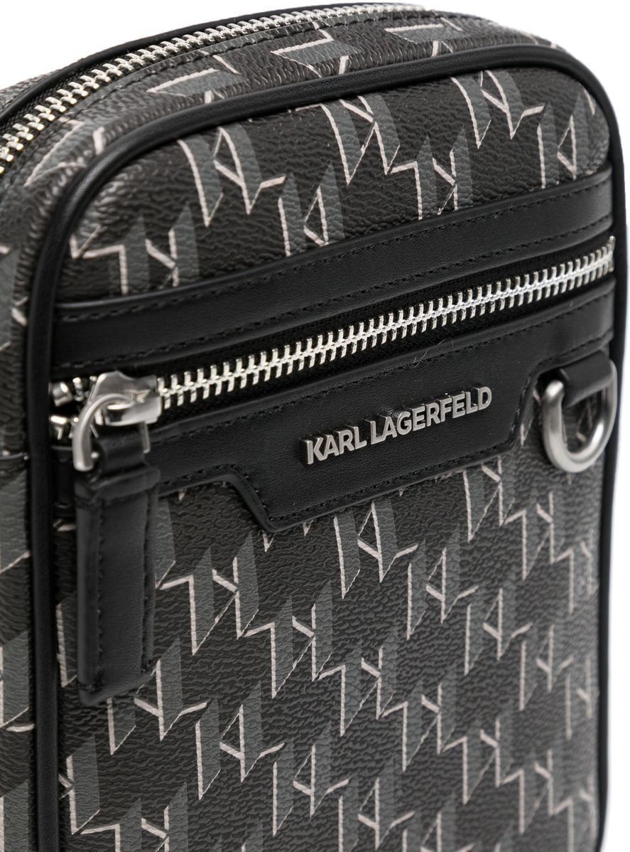 Karl Lagerfeld, K/Monogram Jacquard Camera Bag, Man, Grey, Size: One Size