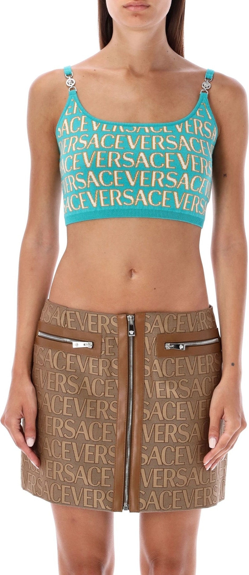 Versace Versace Allover Knit Crop Top for Women