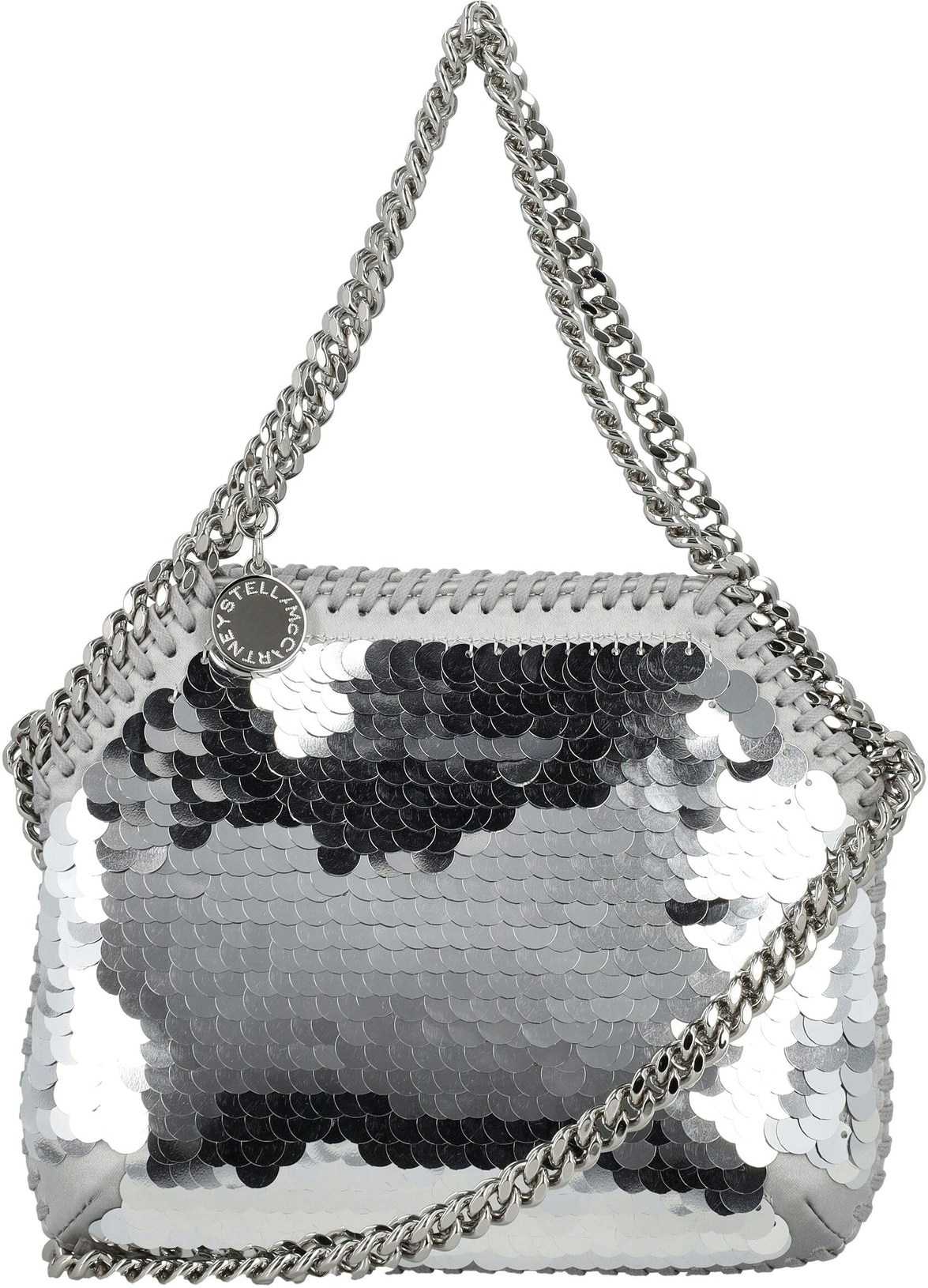 Women Black Falabella Crystal Mesh Mini Tote Bag