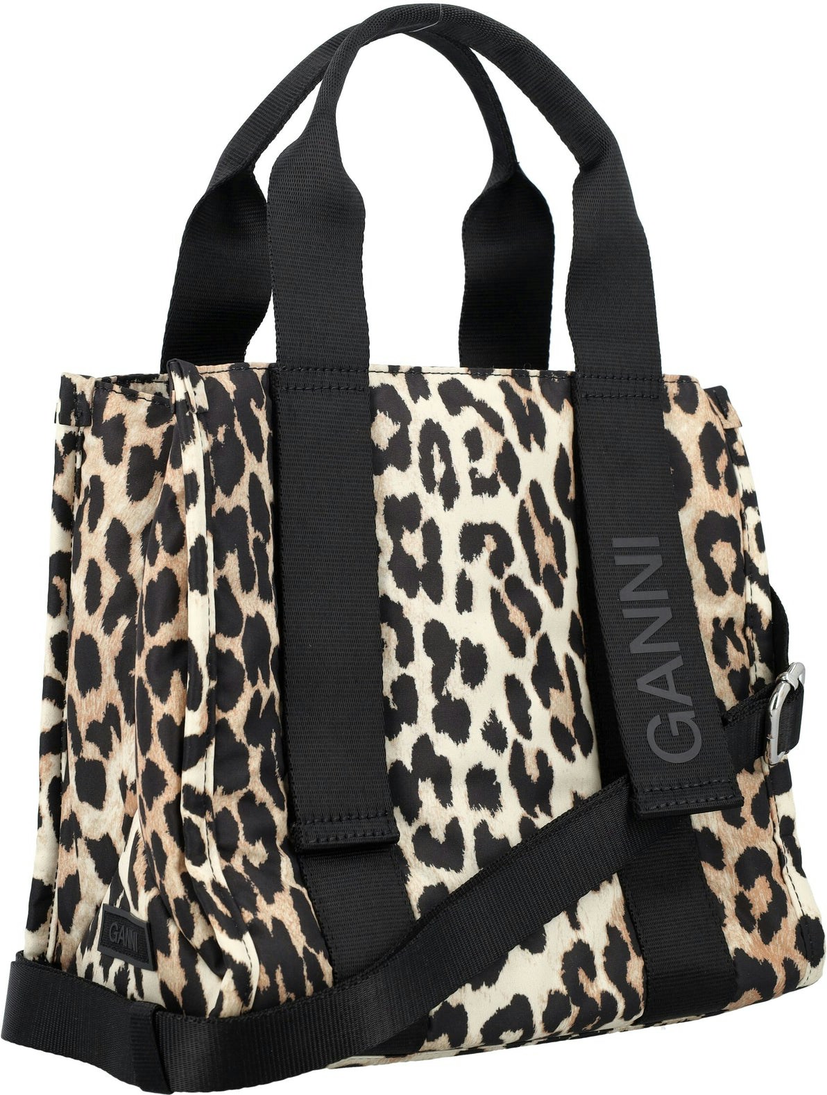Ganni Small Leopard 'Tech' Tote Bag