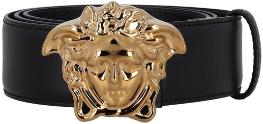 Versace Men's La Medusa Leather Belt - Black - Belts