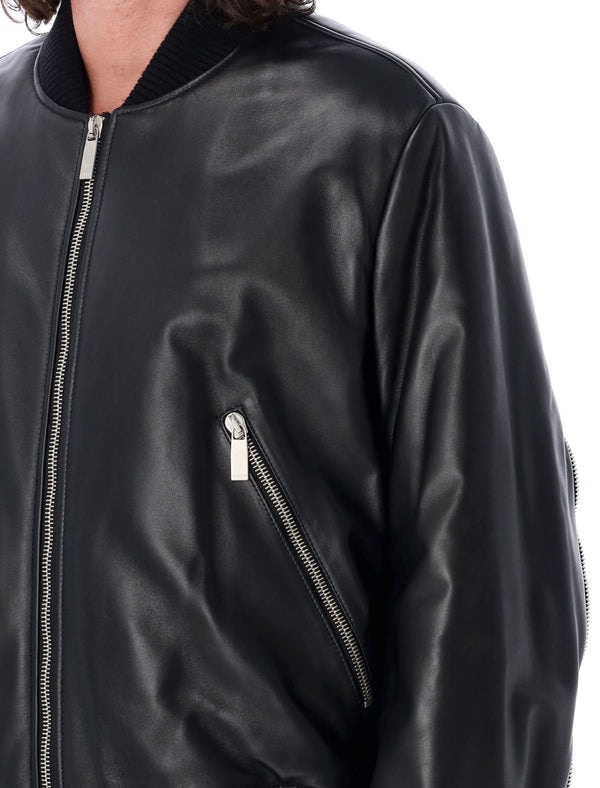 Off-White Lea Leather Bomber Jacket Black Men's - FW23 - US
