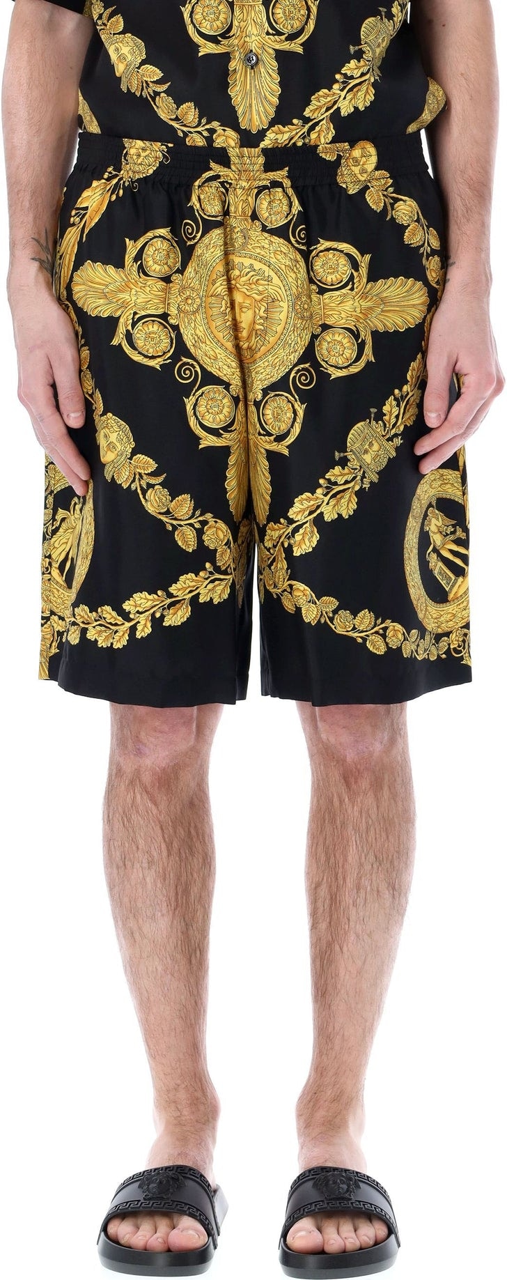 Versace Barocco-print Knee-Length Silk Shorts