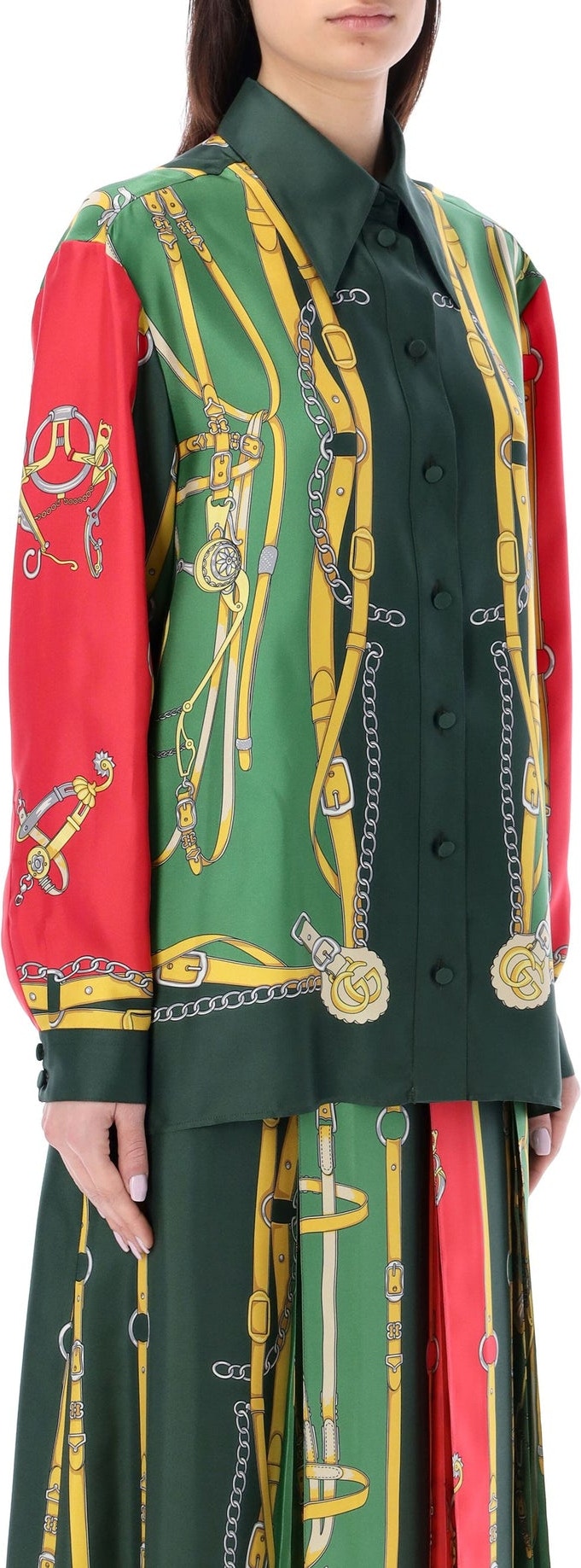 Harness And Double G Silk Shirt in Multicoloured - Gucci