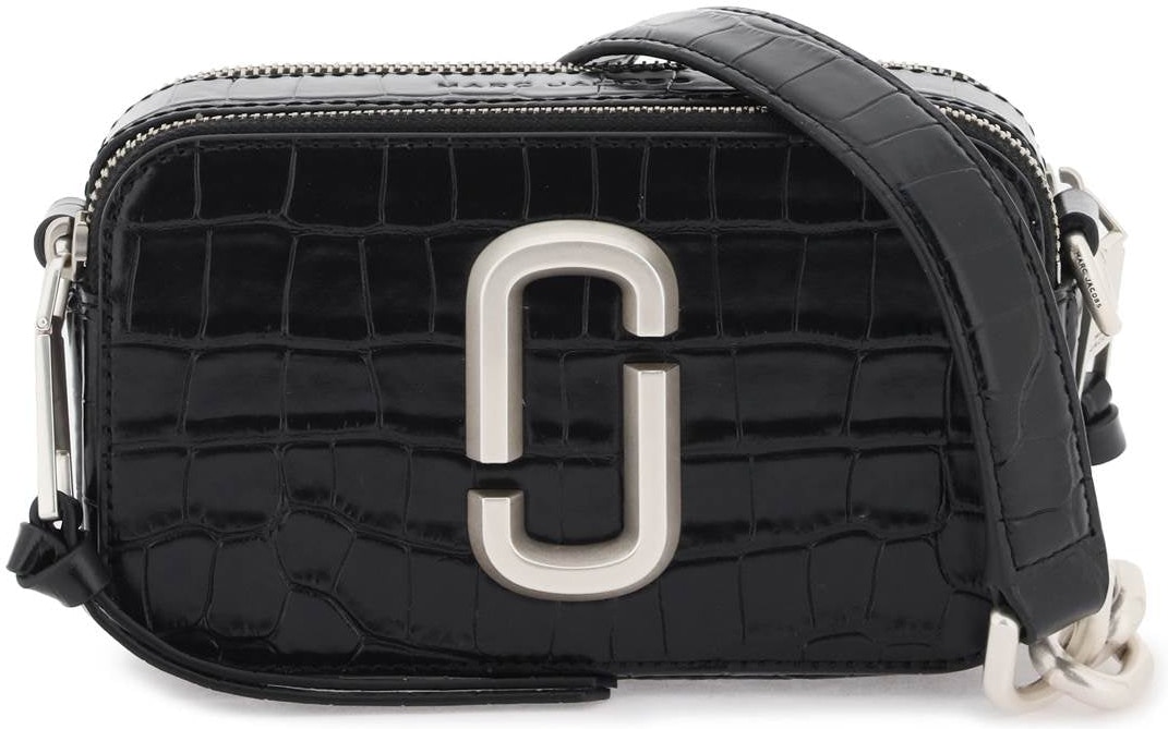 Marc Jacobs Black 'The Croc-Embossed Snapshot' Bag
