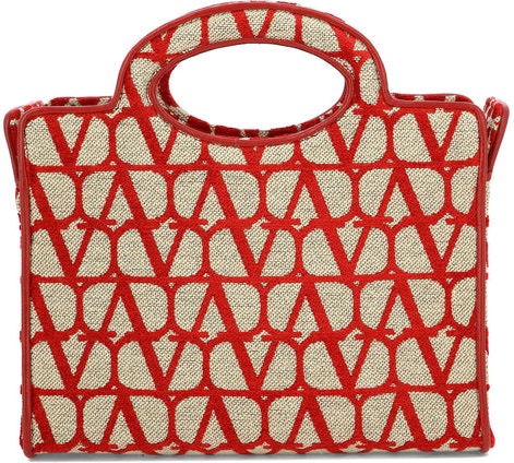 Valentino Garavani V Logo Transparent Tote Bag Red Leather NWT