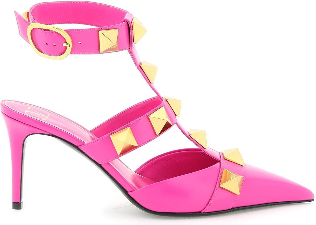 Roman Stud Leather Sandals in Pink - Valentino Garavani