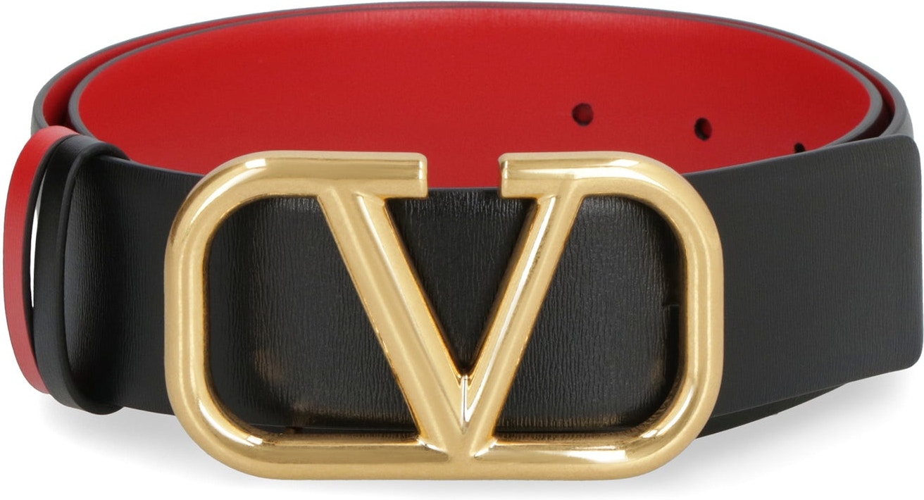 VALENTINO GARAVANI: VLogo Signature reversible leather belt - Leather