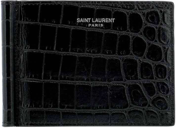 Black SAINT LAURENT MONEY CLIP WALLET (378005DZEDE1000)