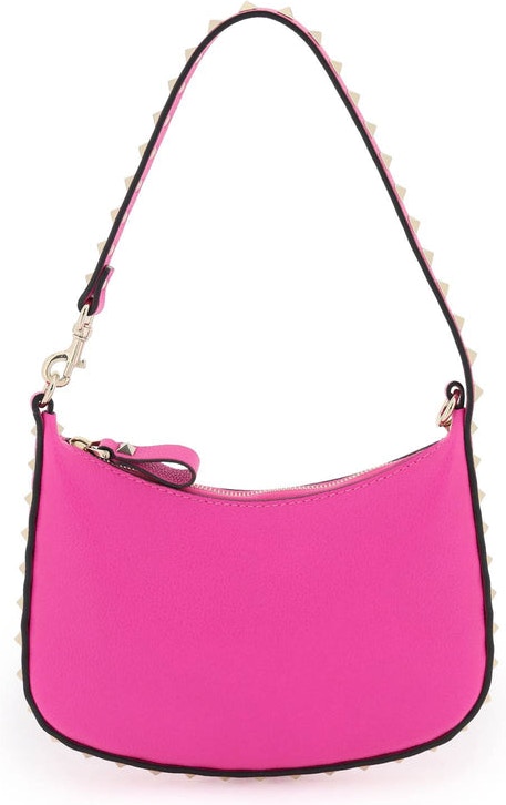 VALENTINO GARAVANI Rock Studs Leather Clutch Bag Shocking Pink