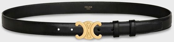 Celine Small Triomphe Belt in Taurillon Leather, White, 80