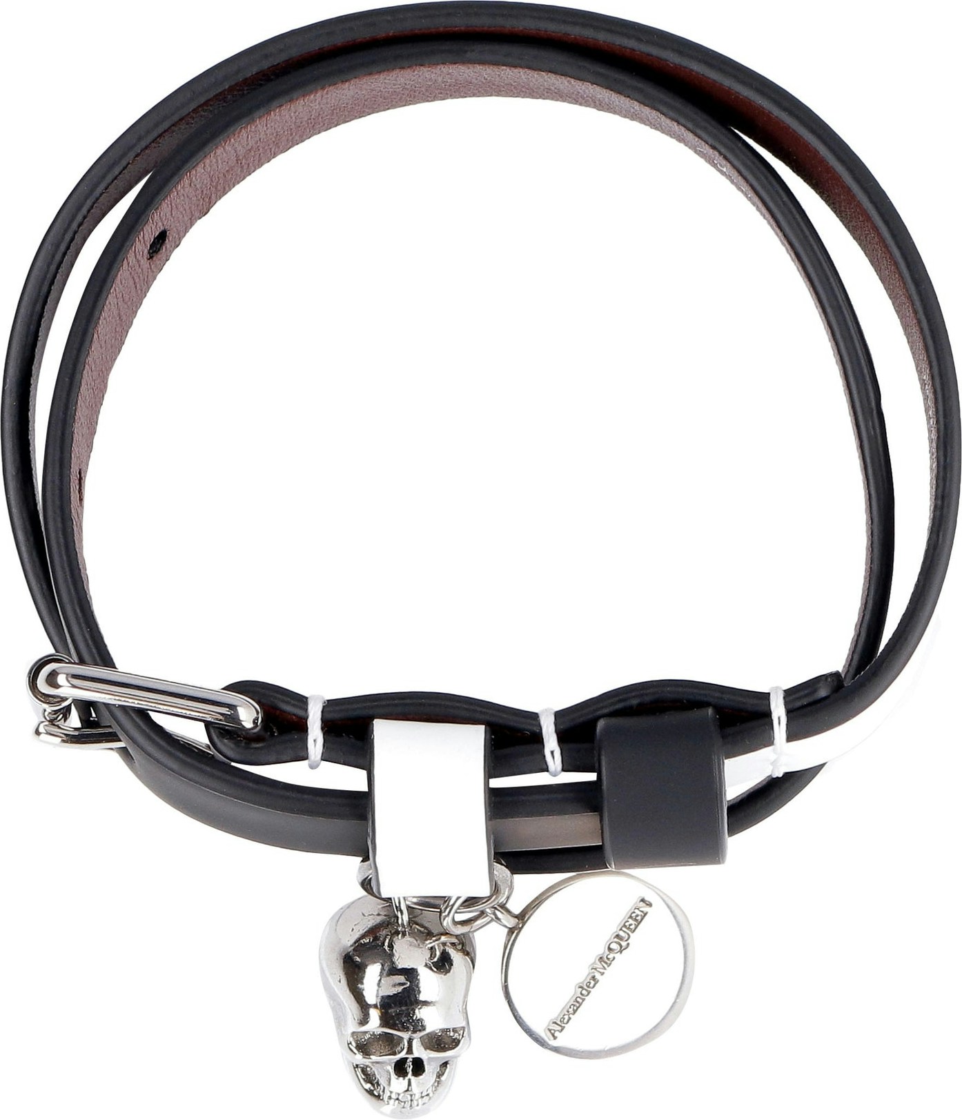 1070 ALEXANDER MCQUEEN LEATHER BRACELET WITH MEDALLION AND SKULL