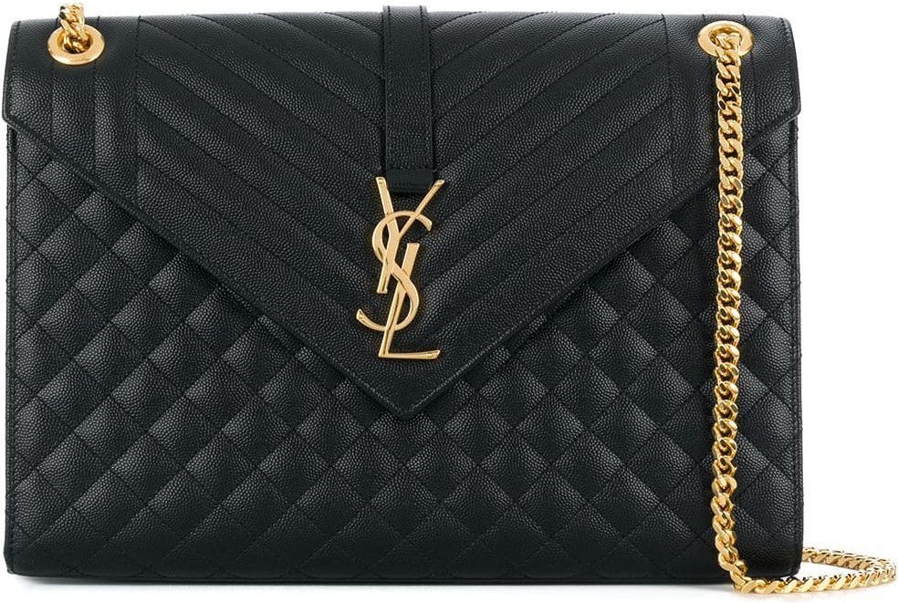 Saint Laurent - Large Envelope Leather Shoulder Bag - Women - Calf Leather - One Size - Black