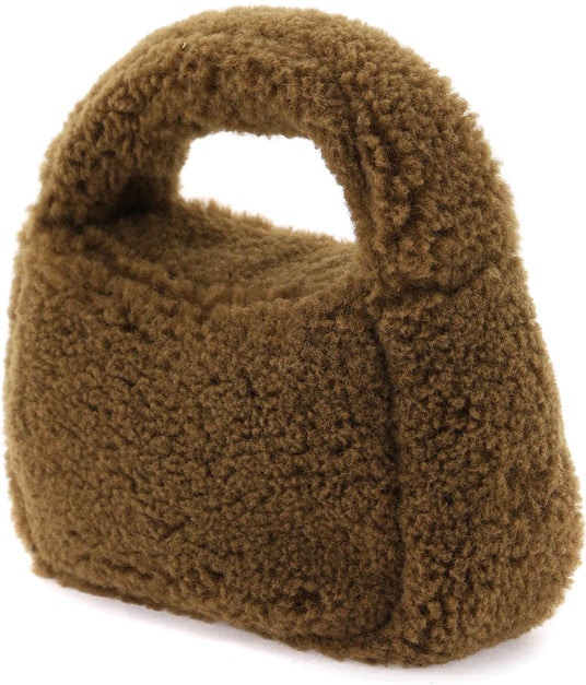 Fluff Embellished Faux Fur Small Bucket Bag
