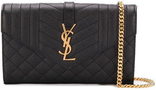 Saint Laurent Mini Envelope Chain Wallet Bag in Black
