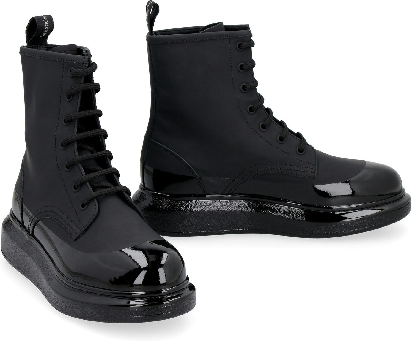 1000 ALEXANDER MCQUEEN HYBRID LEATHER ANKLE BOOTS