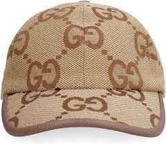 Jumbo GG canvas baseball hat in camel and ebony