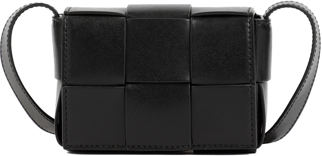 Bottega Veneta Candy Cassette Bag MINI Black Intrecciato Leather +