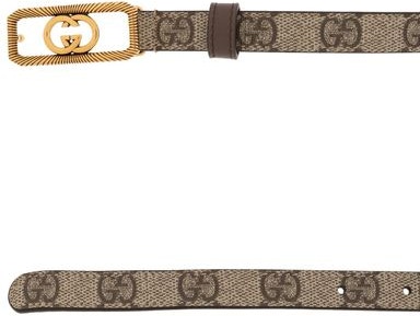 Gucci White GG Supreme Canvas And Leather Interlocking G Buckle Belt 90 CM  Gucci
