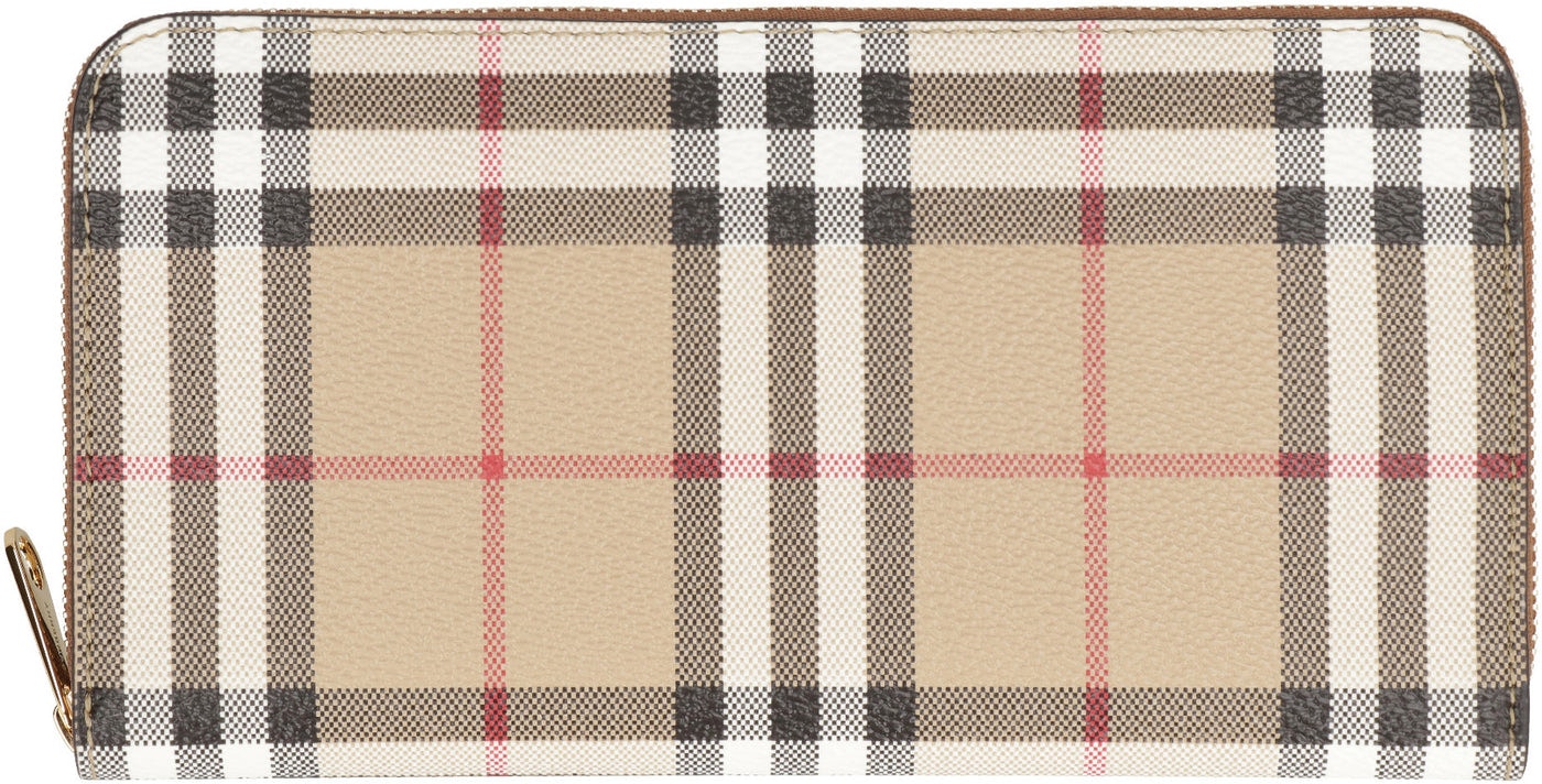 Beige BURBERRY CHECK PRINT WALLET (8070598143231_A9534)