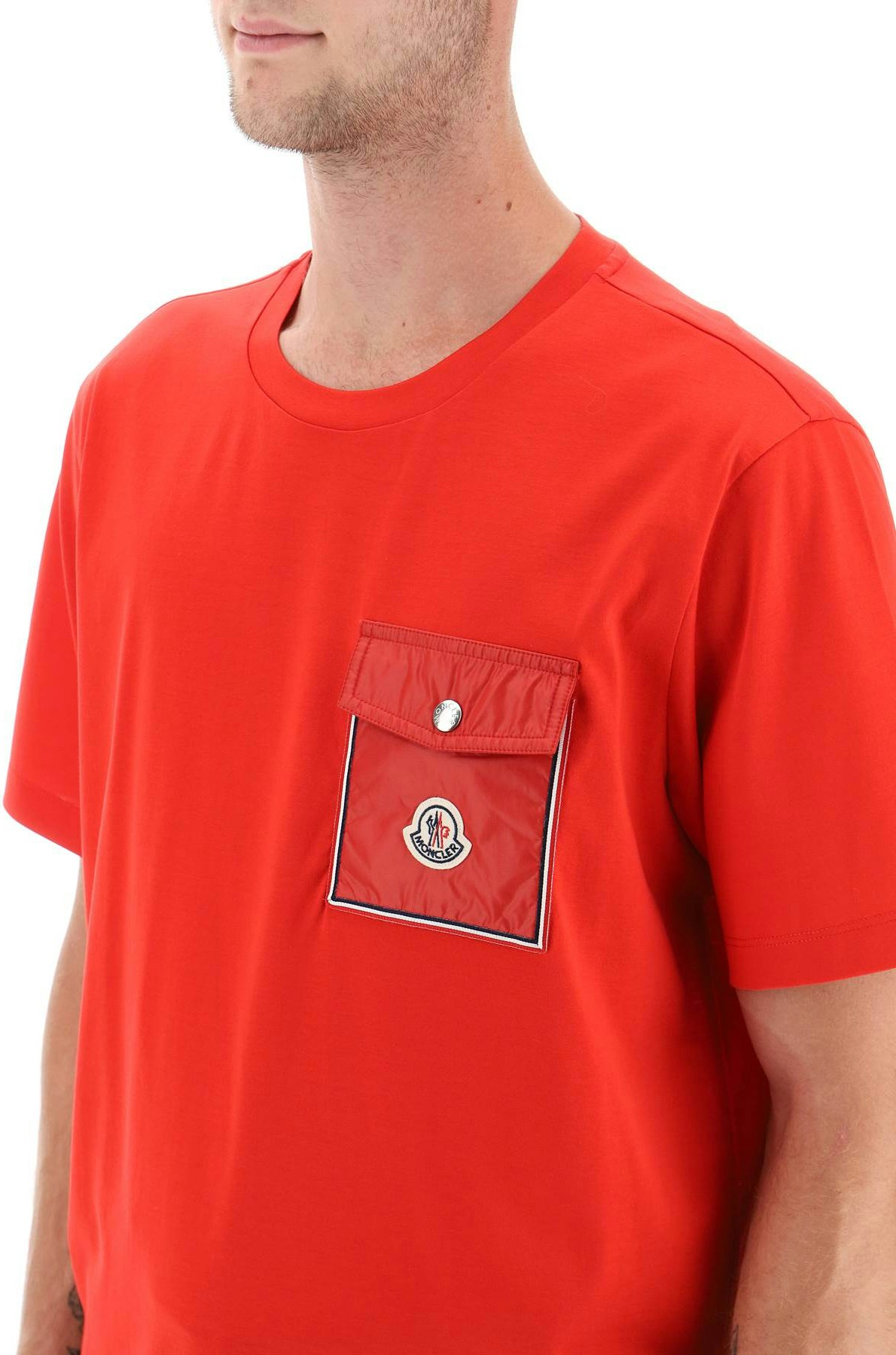 Moncler Men's Jersey T-Shirt with Nylon Pocket