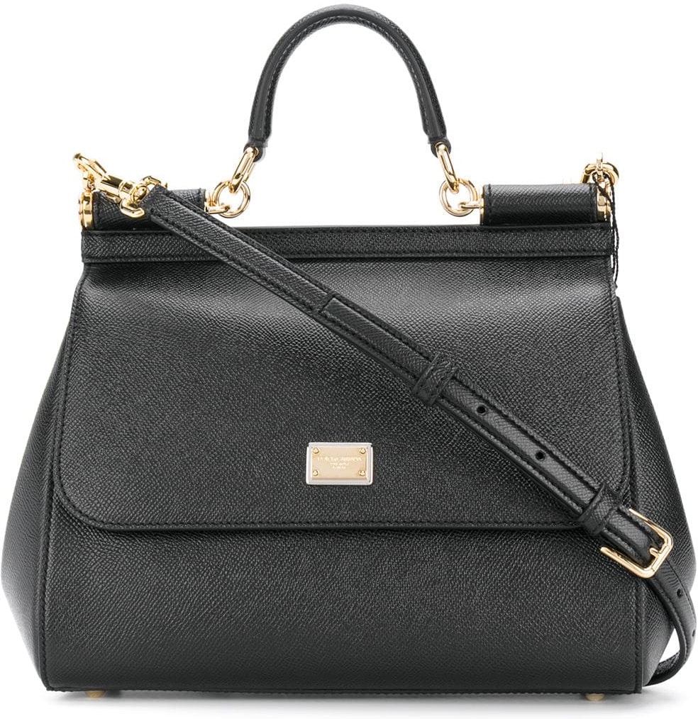 Sicily Medium Leather Crossbody Bag in Black - Dolce Gabbana