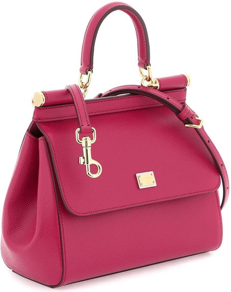 Dolce & Gabbana Small Sicily Bag In Dauphine Leather in Pink
