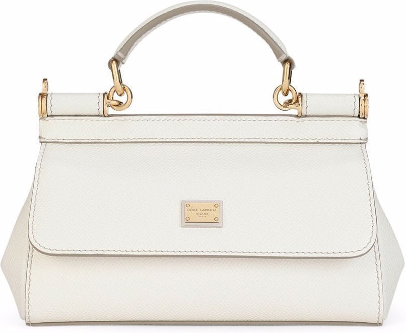 Dolce&Gabbana Small Sicily Bag Dauphine Leather White, Satchel