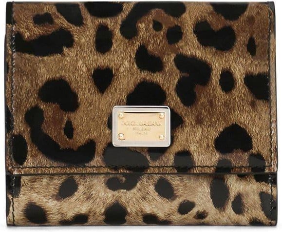 Dolce & Gabbana Brown Leopard Print Leather Dauphine Continental