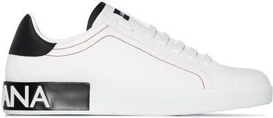 White & Black Dolce & Gabbana Portofino Leather Sneakers - Side