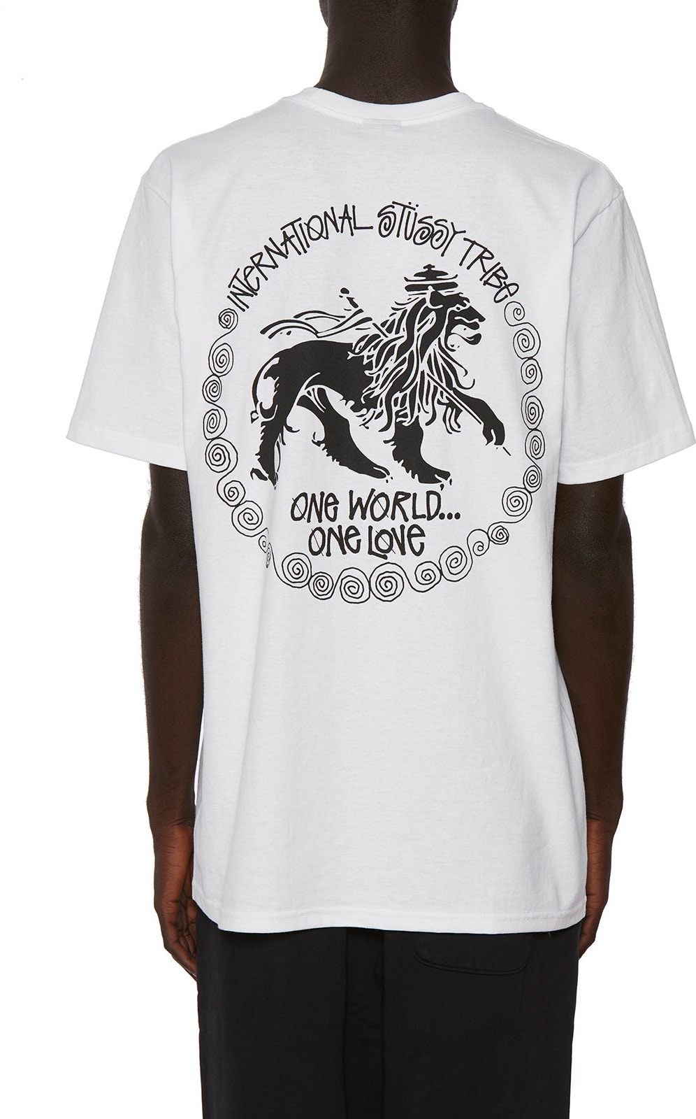 White STUSSY T-SHIRT IN COTONE STAMPA LION