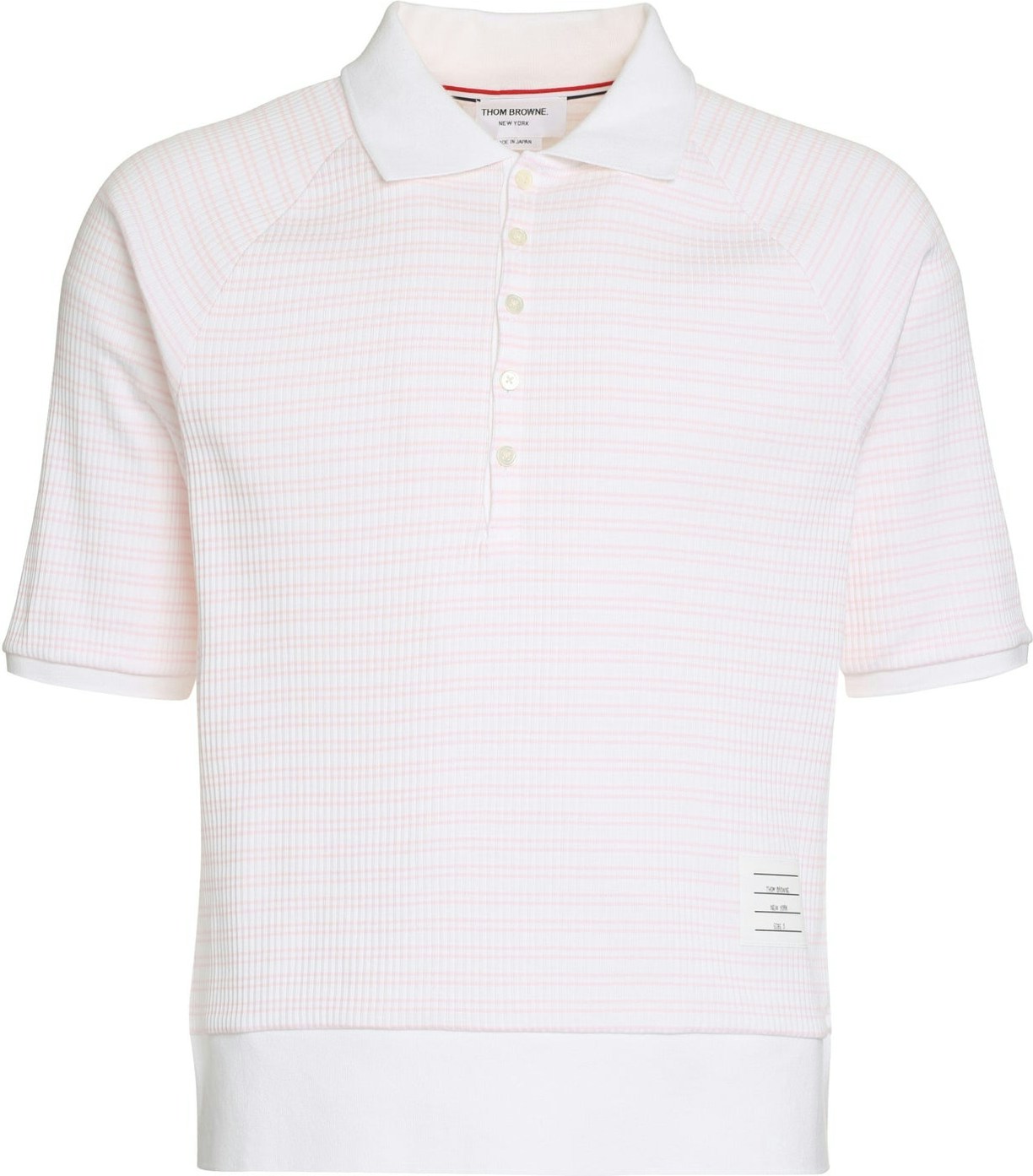 640 THOM BROWNE KNITTED COTTON POLO SHIRT