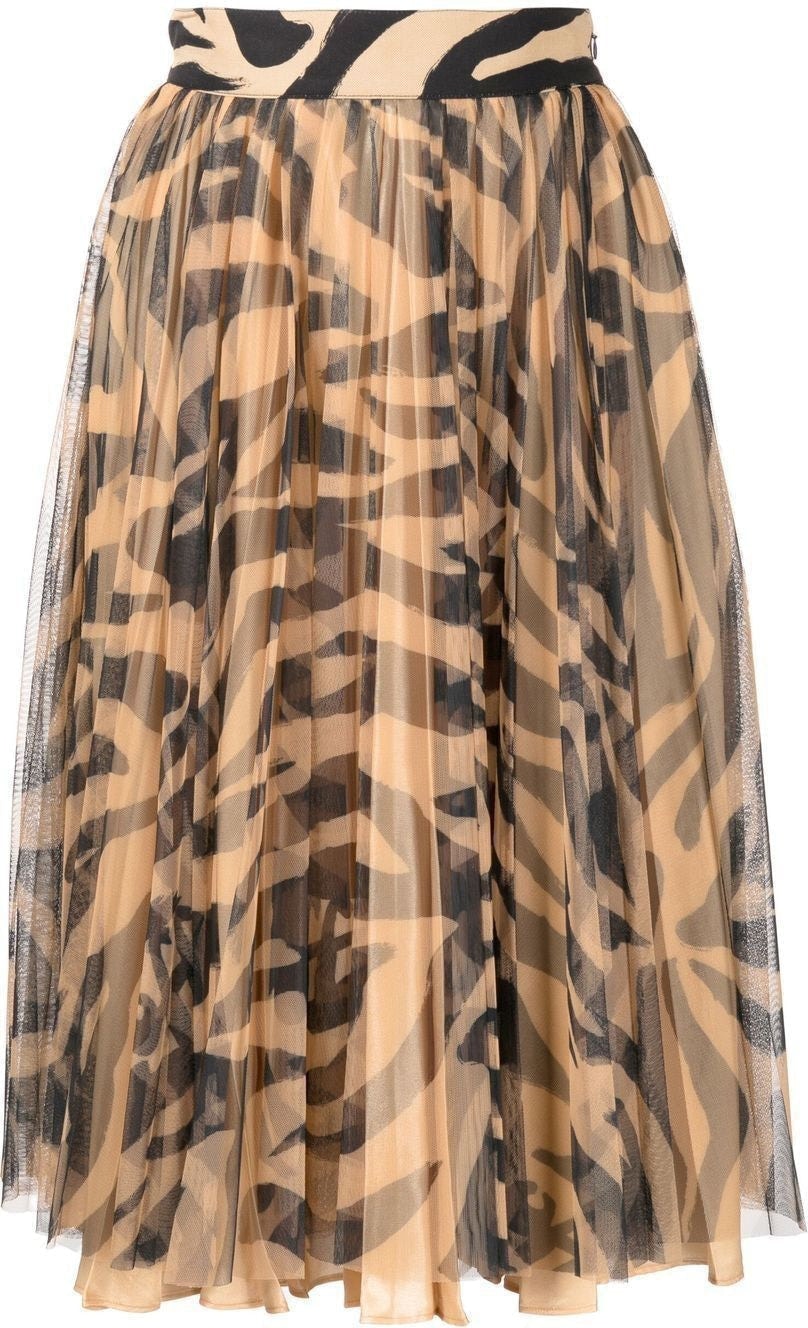 6110 OFF-WHITE zebra-print Flared Skirt