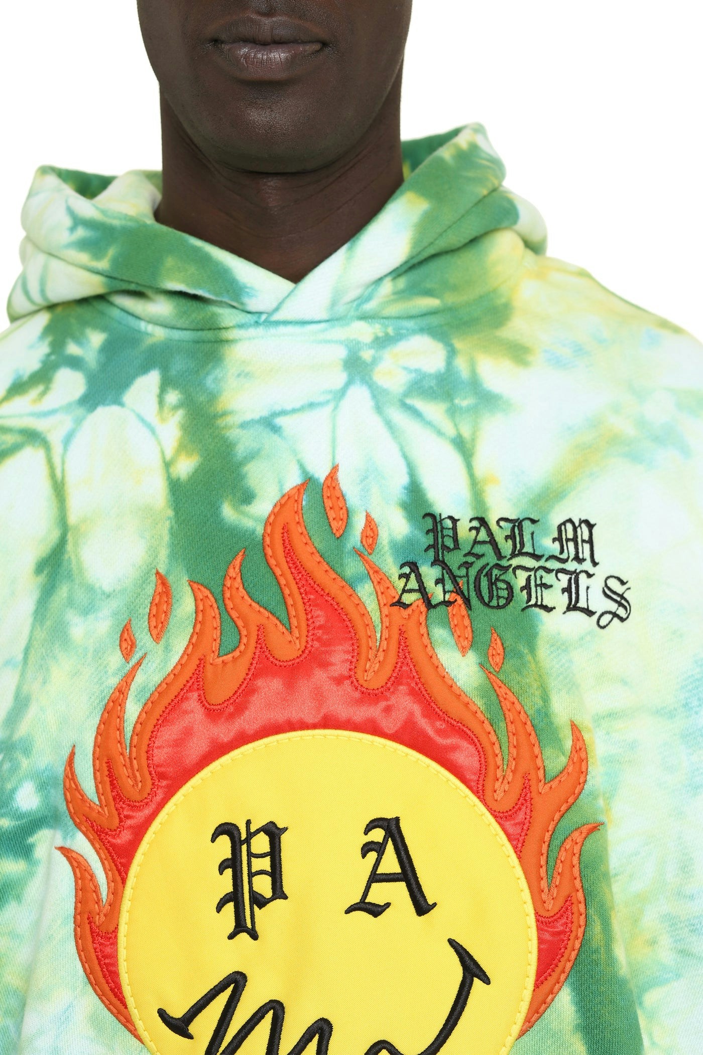 5718 PALM ANGELS COTTON HOODIE WITH EMBROIDERED LOGO PATCH