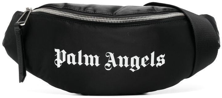 Black PALM ANGELS GOTHIC LOGO-PRINT BELT BAG