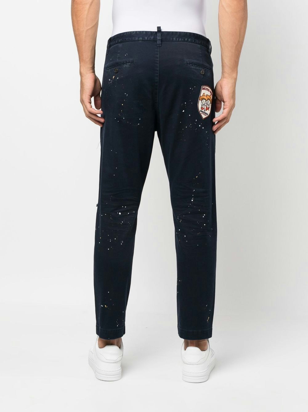 Navy blue DSQUARED2 ICON PATCH-DETAIL CHINOS